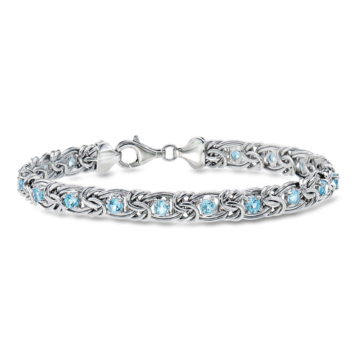 2.30 ct. t.w. Sky Blue Topaz Byzantine Bracelet in Sterling Silver
