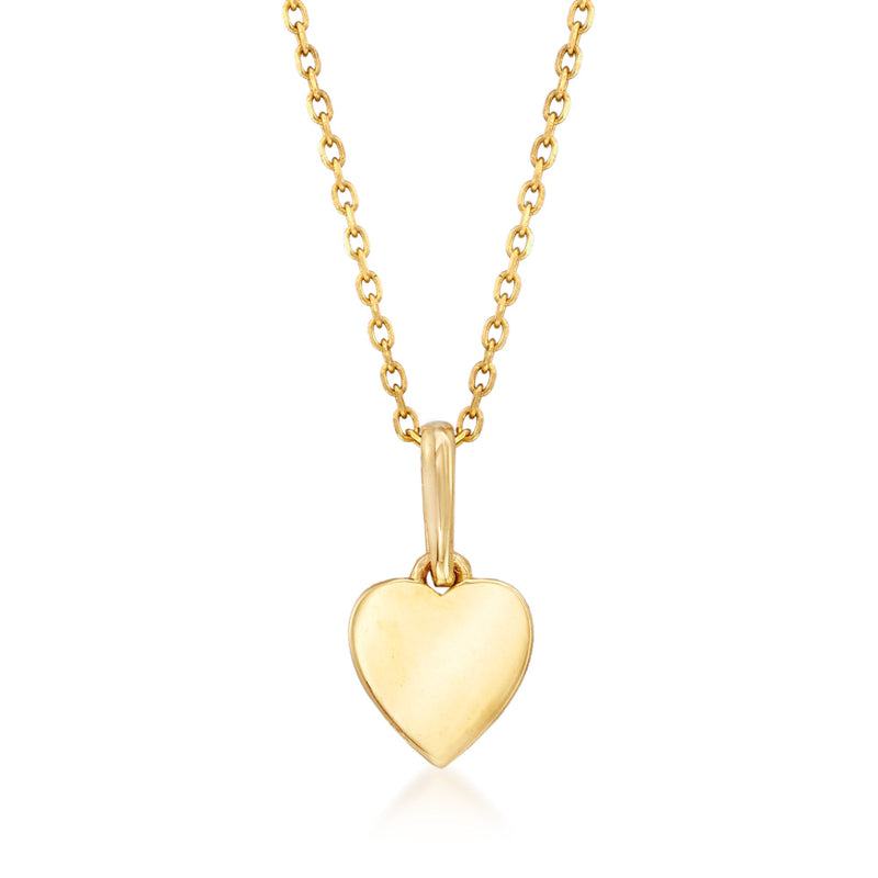 18kt yellow gold heart pendant necklace with small heart charm on chain