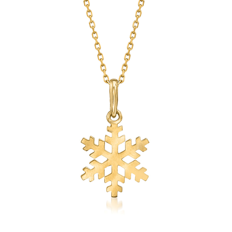 18kt yellow gold snowflake pendant necklace with openwork snowflake charm