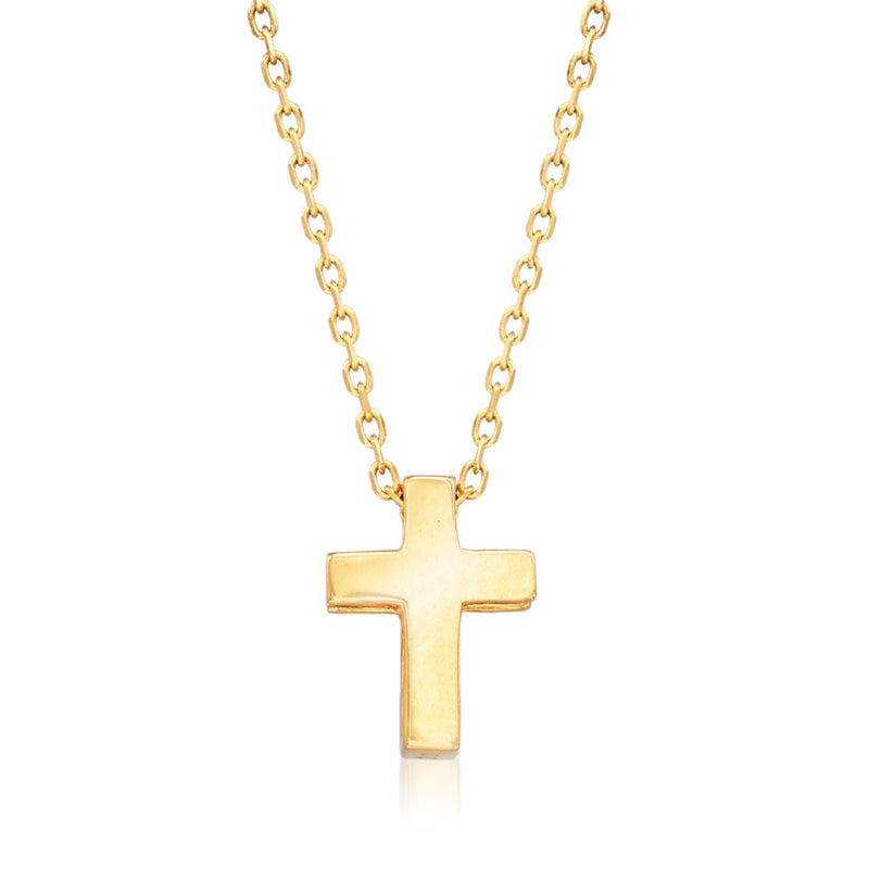 Small 18kt yellow gold cross pendant necklace with link chain