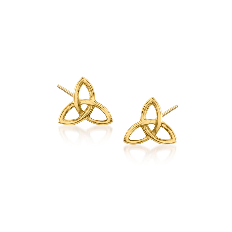 18kt yellow gold Celtic trinity knot stud earrings