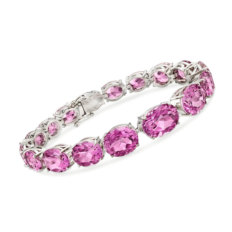 Sterling silver tennis bracelet with lavender oval mystic topaz stones