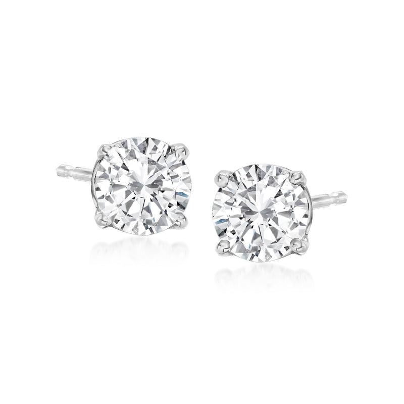 Platinum diamond stud earrings with round stones, 1.00 ct. t.w.