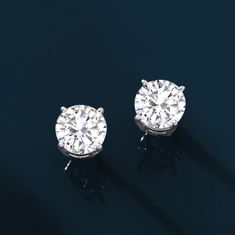 Platinum diamond stud earrings with round, prong-set stones, 1.00 ct. t.w.