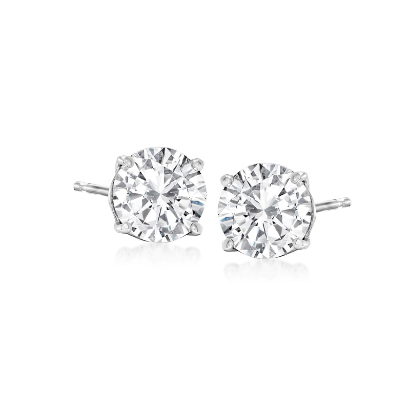 Platinum diamond stud earrings with round brilliant-cut stones