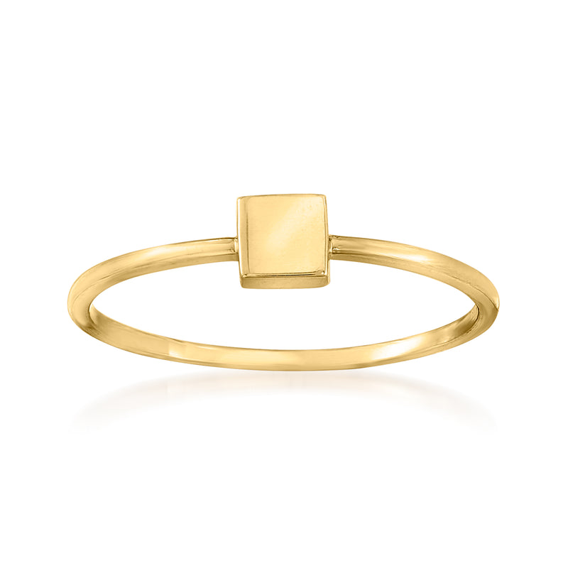 18kt yellow gold square ring with a flat square bezel face