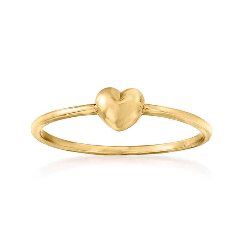 18kt yellow gold puffed heart ring, rounded heart setting on slim band