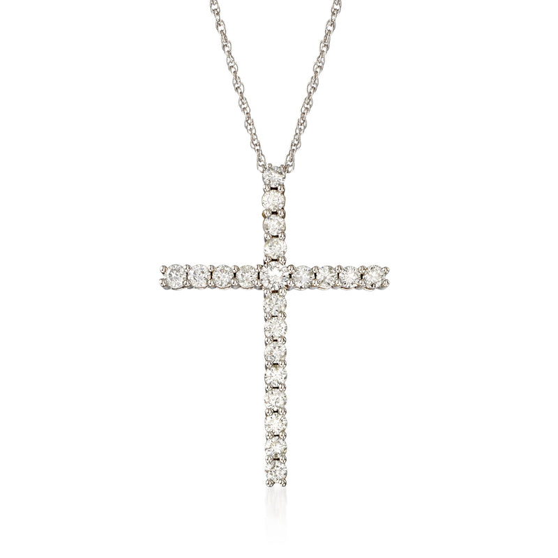 Diamond cross pendant necklace in 14kt white gold