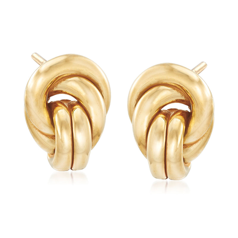 18kt yellow gold knot stud earrings, post backs