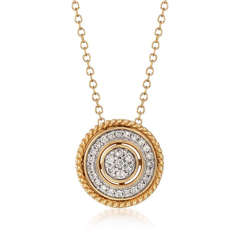 Round diamond halo convertible pendant necklace in 14kt yellow gold