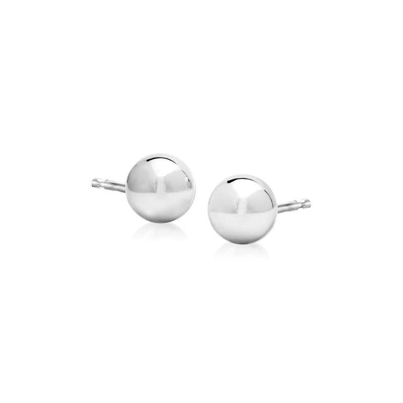 14kt white gold ball stud earrings with round polished posts