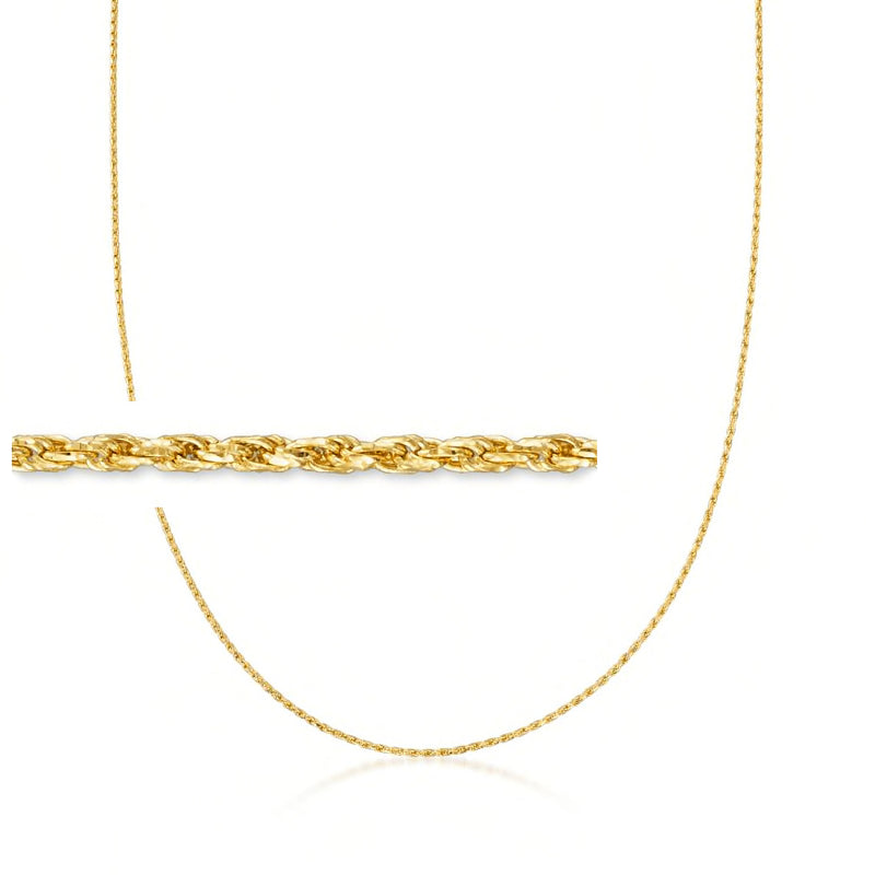 14kt yellow gold rope-chain necklace, adjustable length with connector