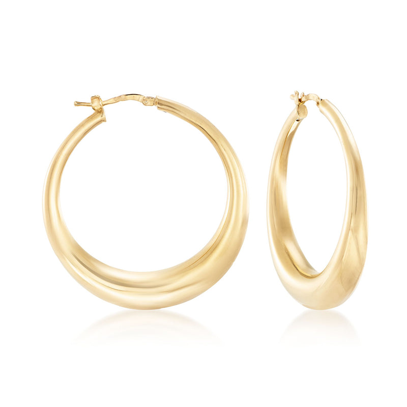 Italian 18kt yellow gold over sterling silver hoop earrings, polished round hoops
