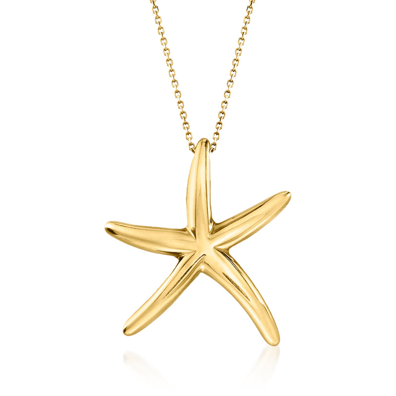 18kt yellow gold starfish pendant necklace with matching chain