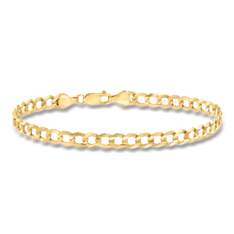 Men's 5.7mm 14kt Yellow Gold Faceted Curb-Link Bracelet. 8.5"