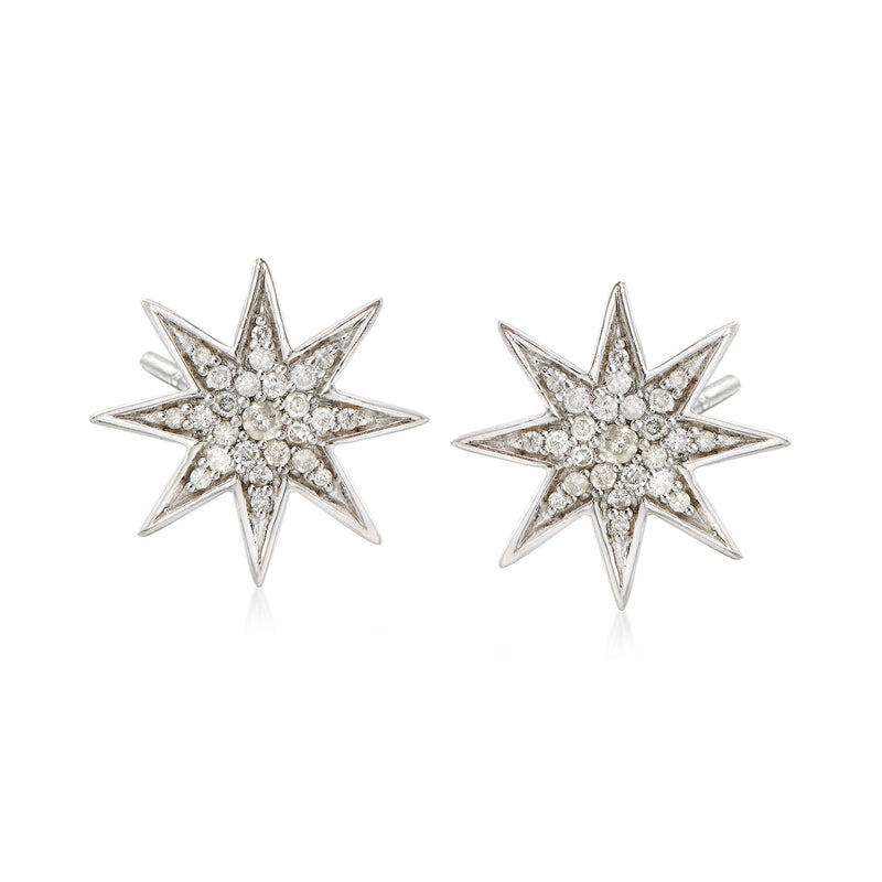 Diamond star post earrings in sterling silver
