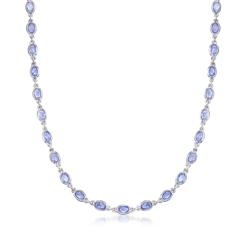 Tanzanite station necklace in sterling silver with oval blue-violet gemstones