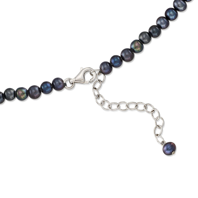 Graduated black cultured pearl necklace with sterling silver lobster clasp