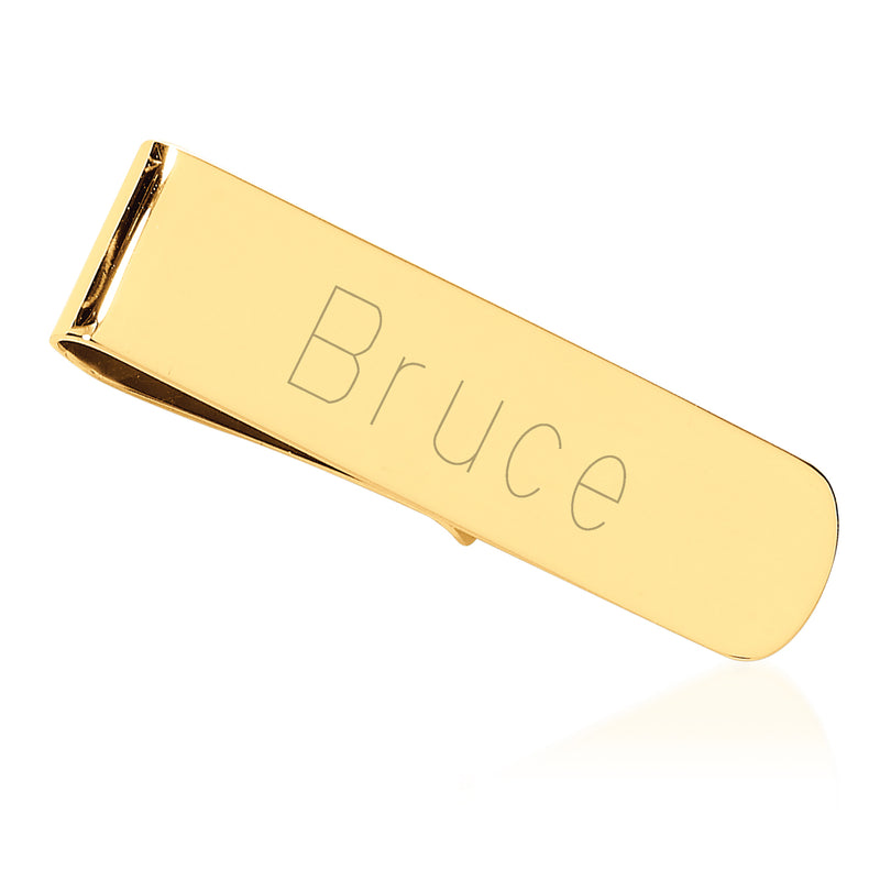 14kt yellow gold money clip with engraved initials/letters on front
