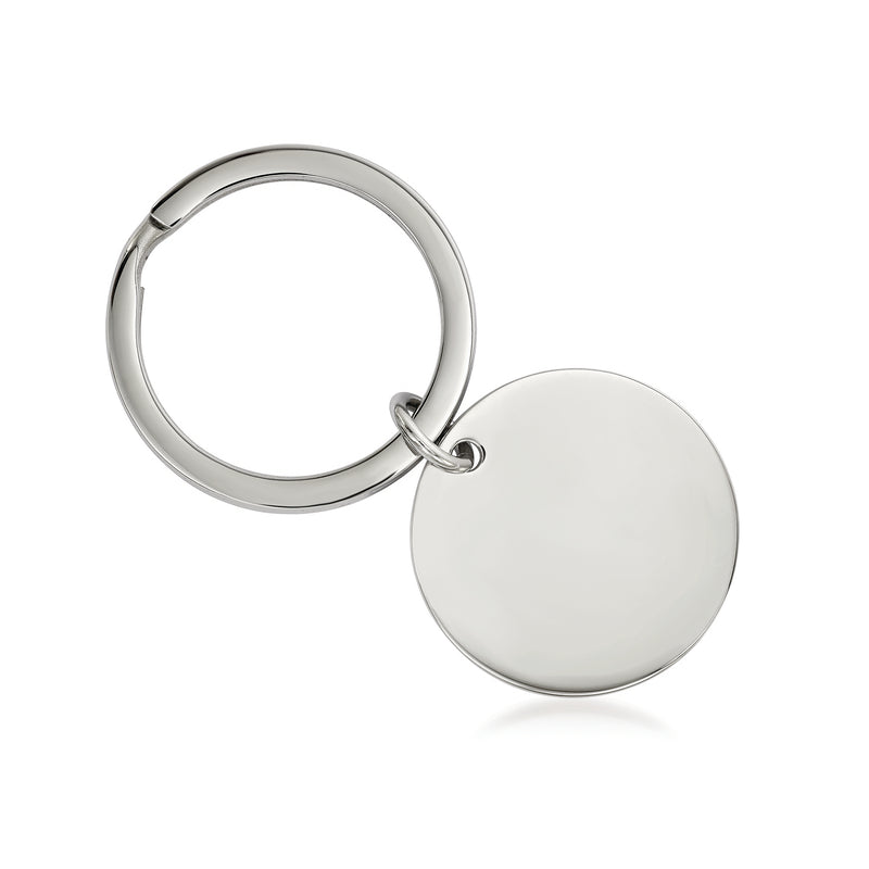 Stainless steel reversible circle key chain with split ring and round hanging tag