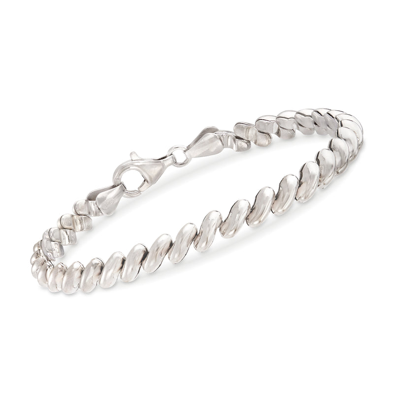 Italian sterling silver San Marco link bracelet with polished oval chain links