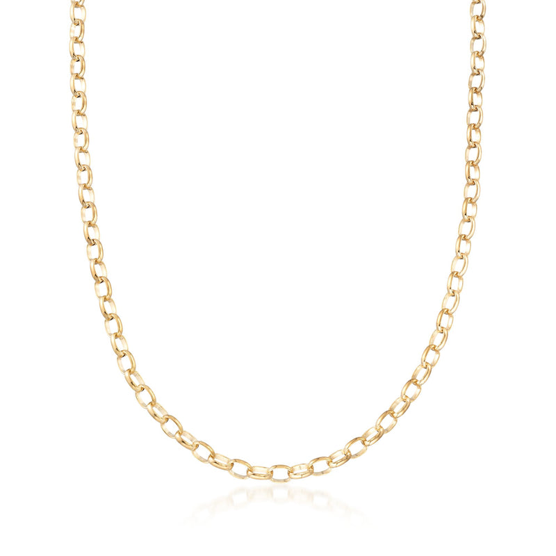 14kt yellow gold cable-link chain necklace with oval link pattern