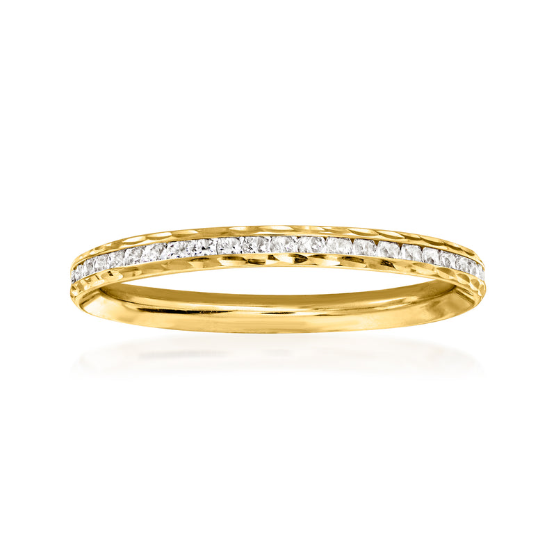 14kt yellow gold eternity band with channel-set CZ stones around the top edge