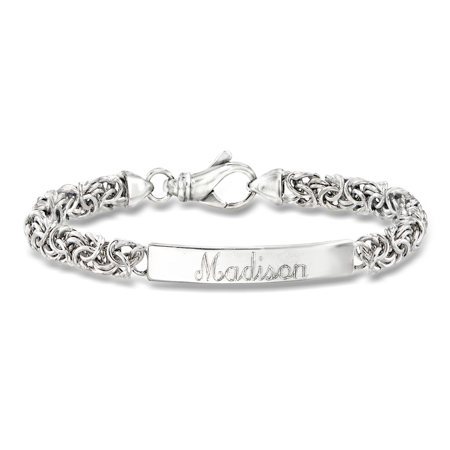 Italian Sterling Silver Byzantine Personalized ID Bracelet