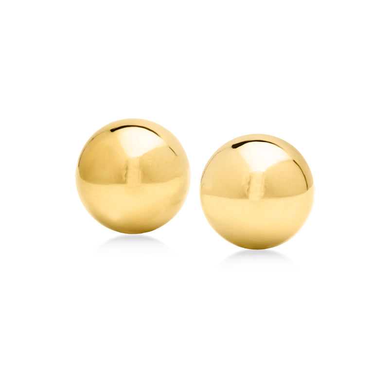 Round gold-tone dome clip-on earrings, smooth glossy surface