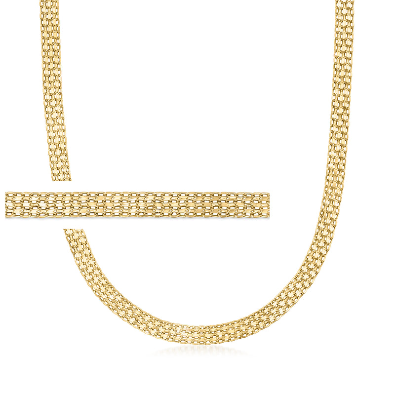 18kt yellow gold bismark-link necklace, rectangular chain links