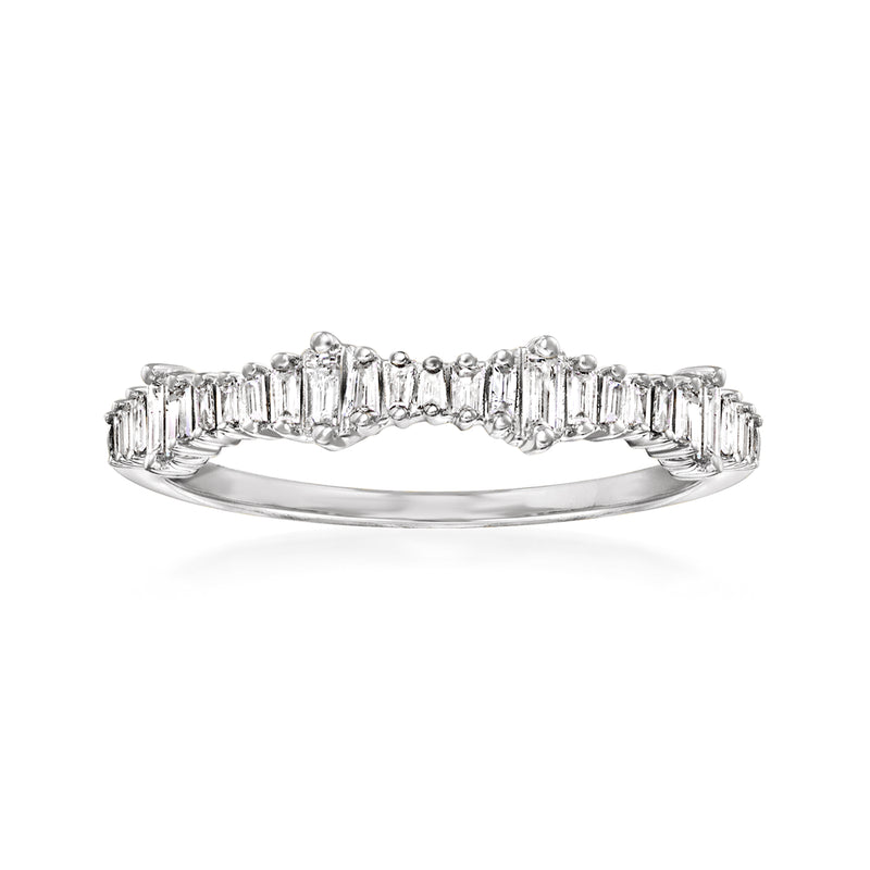 14kt white gold baguette diamond band ring with channel-set stones