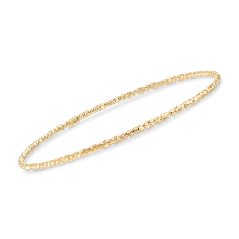 Gold over sterling textured bangle bracelet with twisted rope links