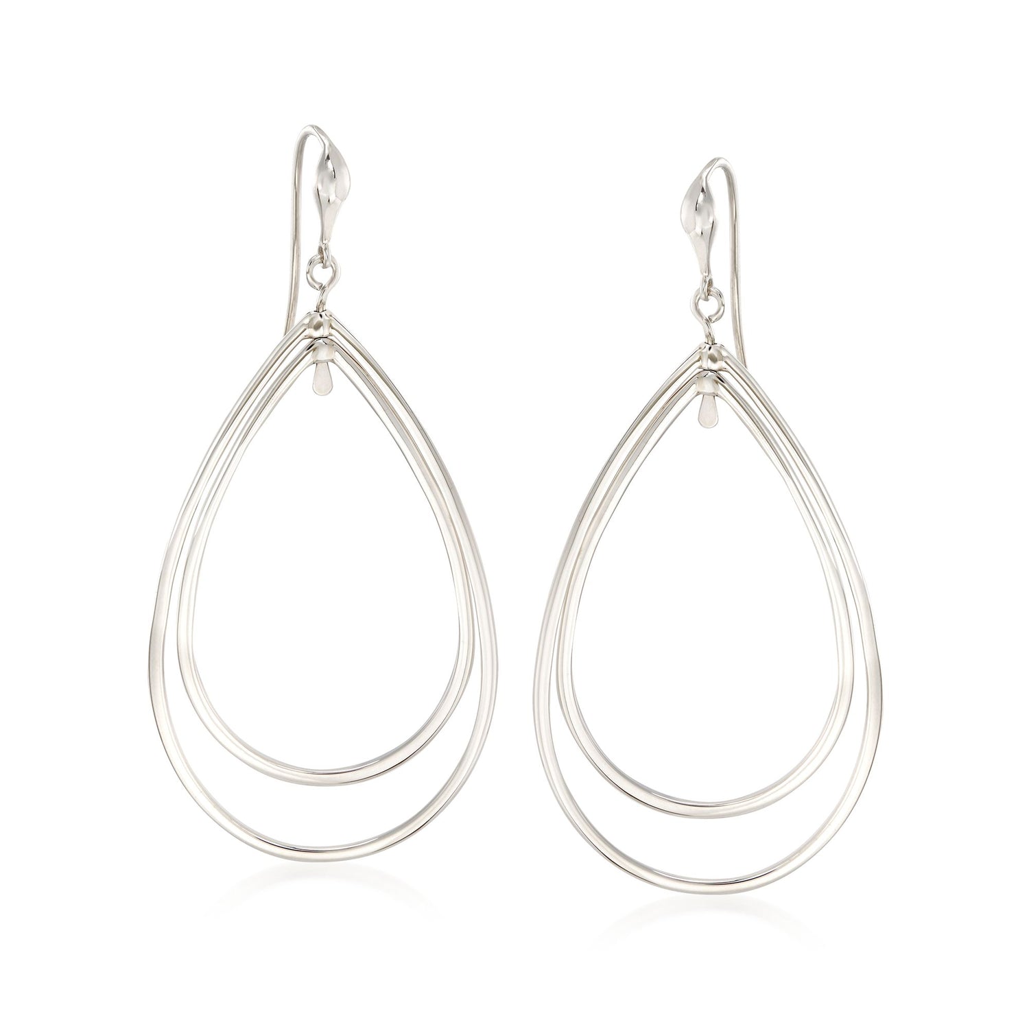 Zina Sterling Silver "Contemporary" Large Double Pear-Shaped Drop Earrings