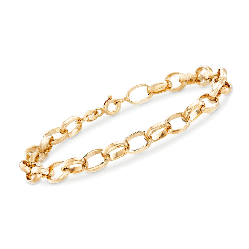 18kt yellow gold cable-link chain bracelet with oval links and clasp