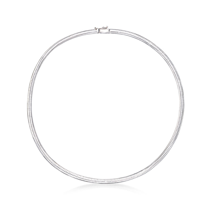14kt white gold omega necklace with fine round chain and small clasp