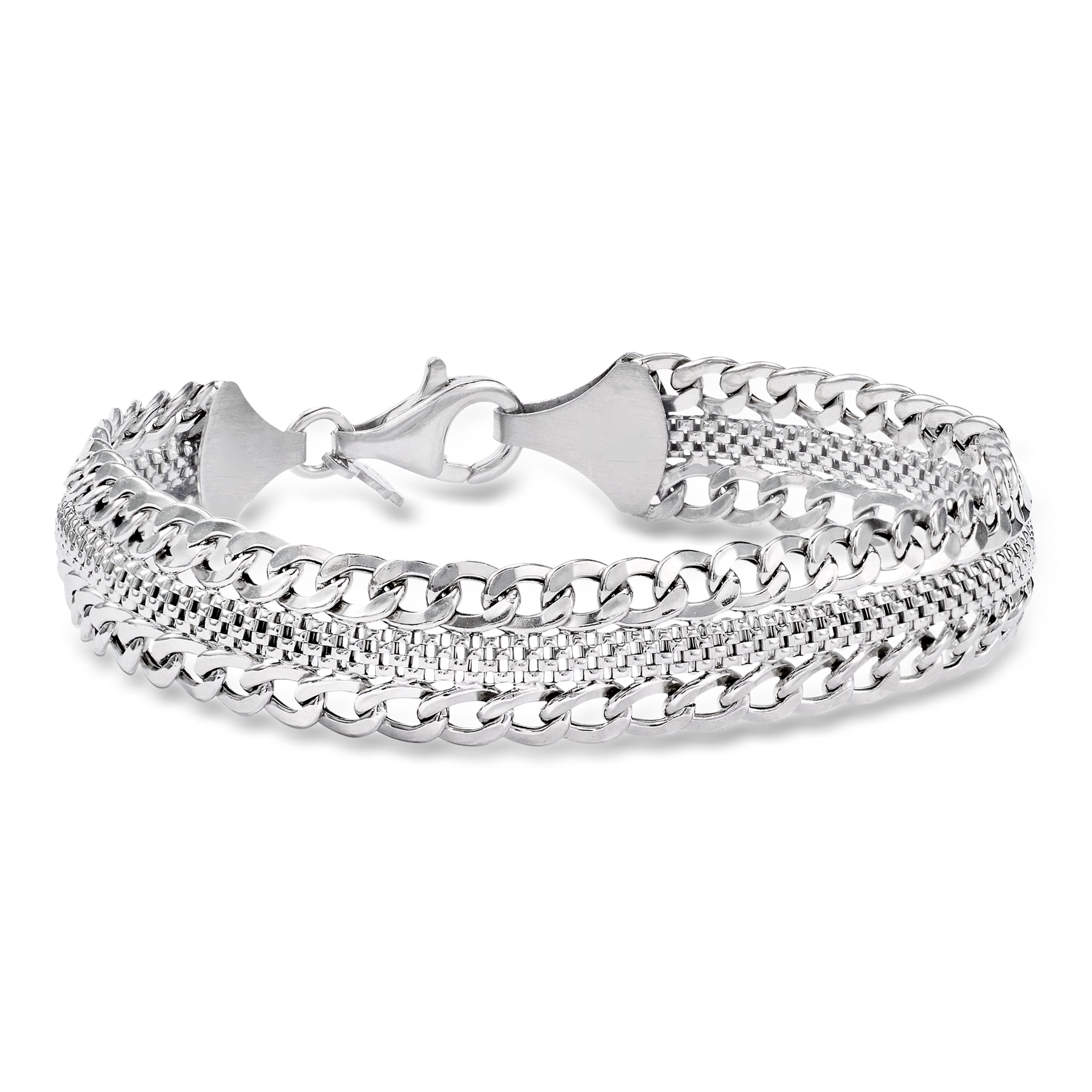 Italian Sterling Silver Brushed and Polished XO-Link Bracelet