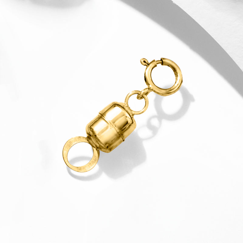 14kt yellow gold magnetic clasp converter with hinged capsule and circular ring