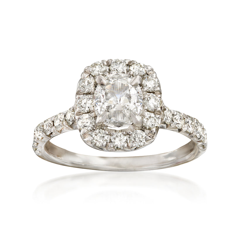 Henri Daussi diamond halo engagement ring in 18kt white gold