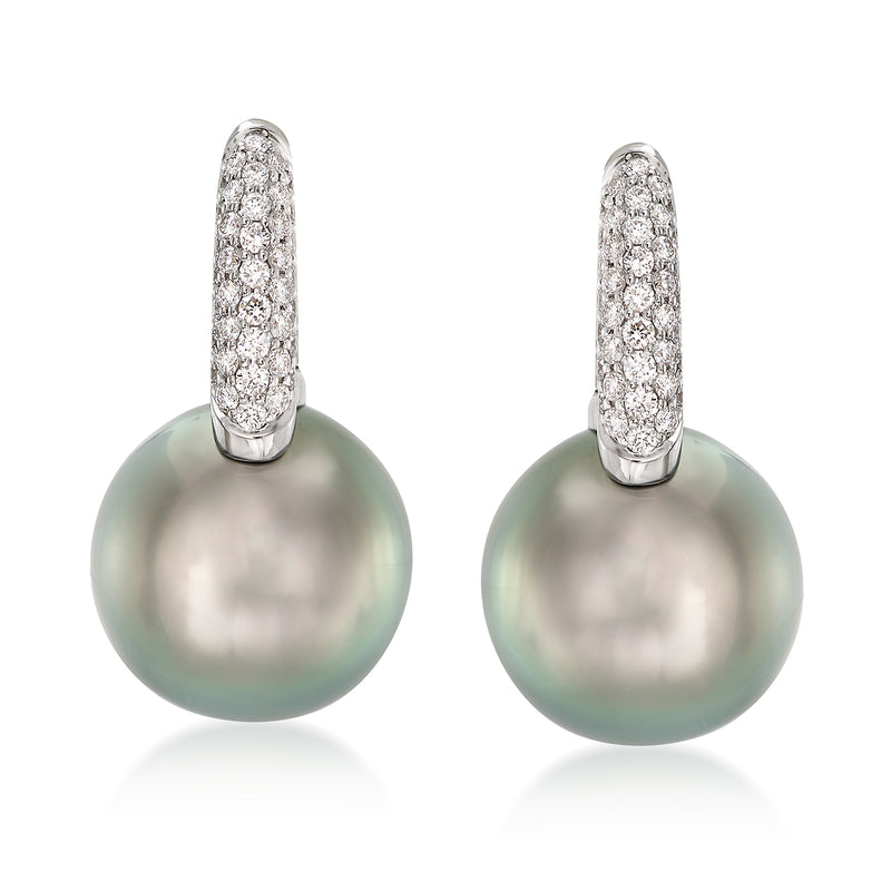 Mikimoto hoop earrings with South Sea pearls and diamond-set white gold hoops