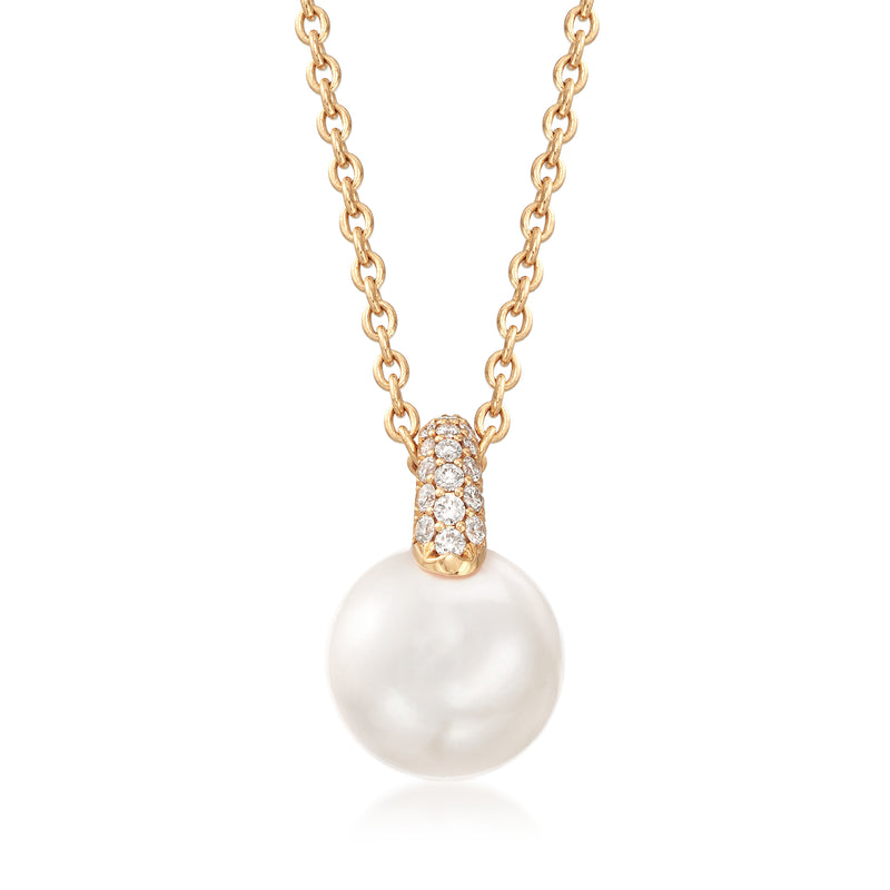 Mikimoto Classic Akoya pearl and diamond necklace, 18kt gold chain with pendant