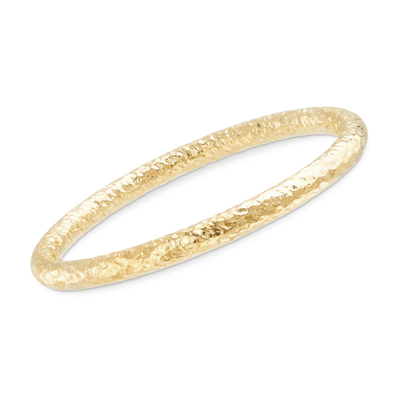 Hammered gold-tone bangle bracelet with smooth rounded edges