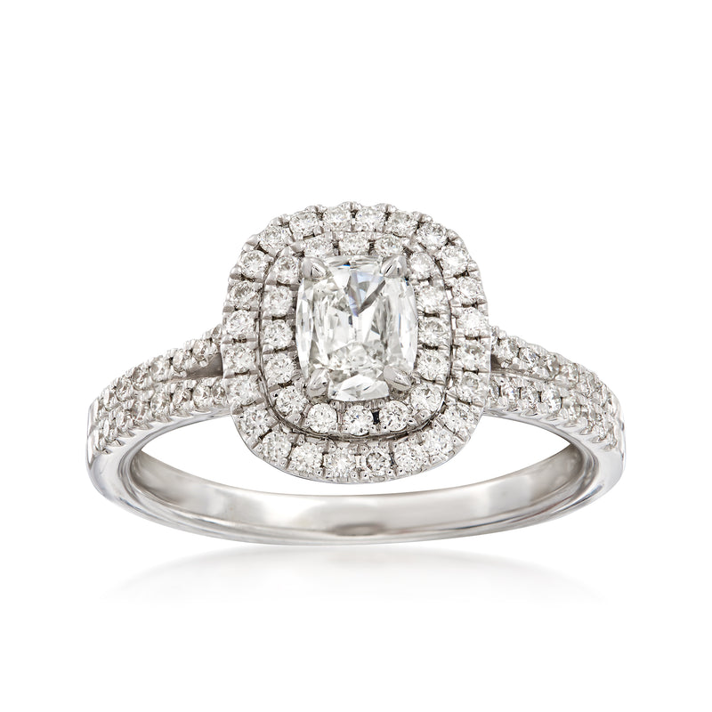 Henri Daussi diamond double halo engagement ring in white gold