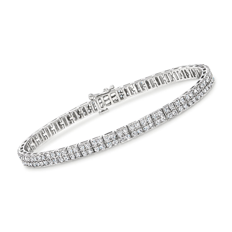 Sterling silver two-row diamond bracelet