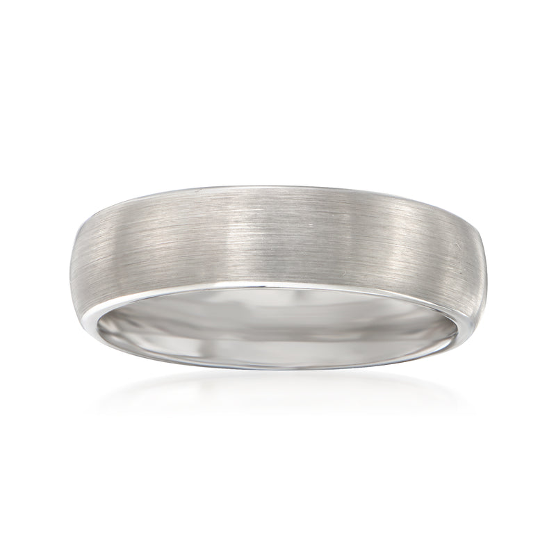 6mm tungsten carbide wedding band, brushed silver finish