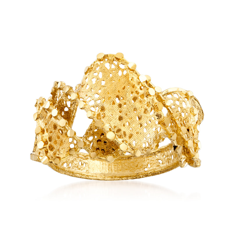18kt yellow gold free-form ring with textured, bead-like openwork design