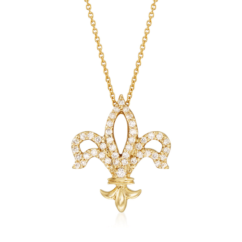 18kt yellow gold fleur-de-lis diamond pendant necklace with chain