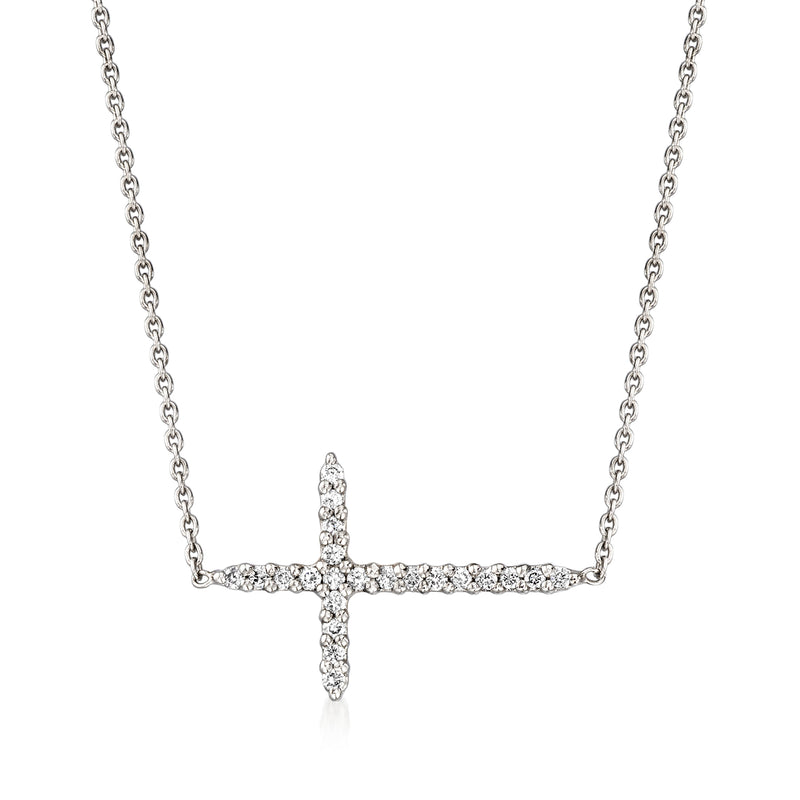 Roberto Coin diamond sideways cross necklace in 18kt white gold