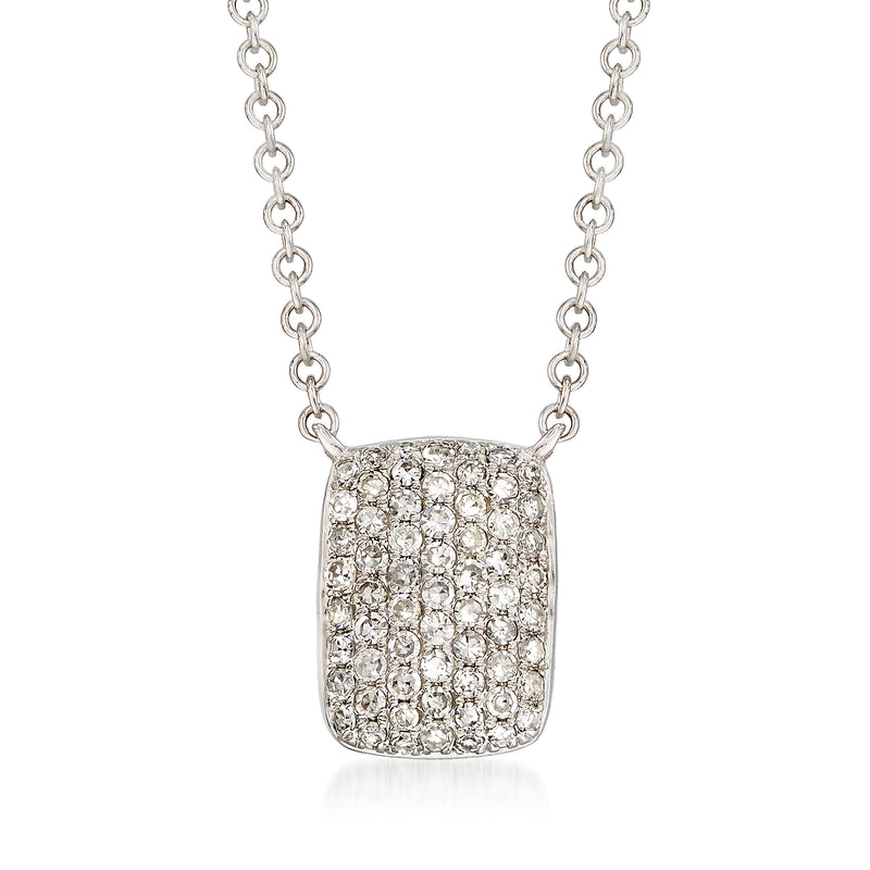 Pavé diamond square pendant necklace in 14kt white gold