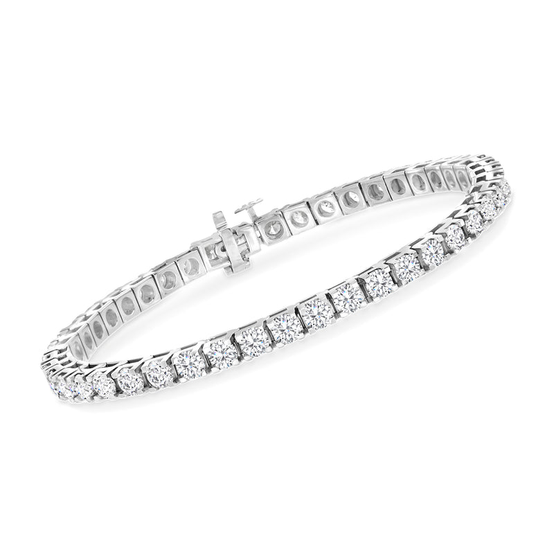 Diamond tennis bracelet in 14kt white gold with channel-set round-cut stones