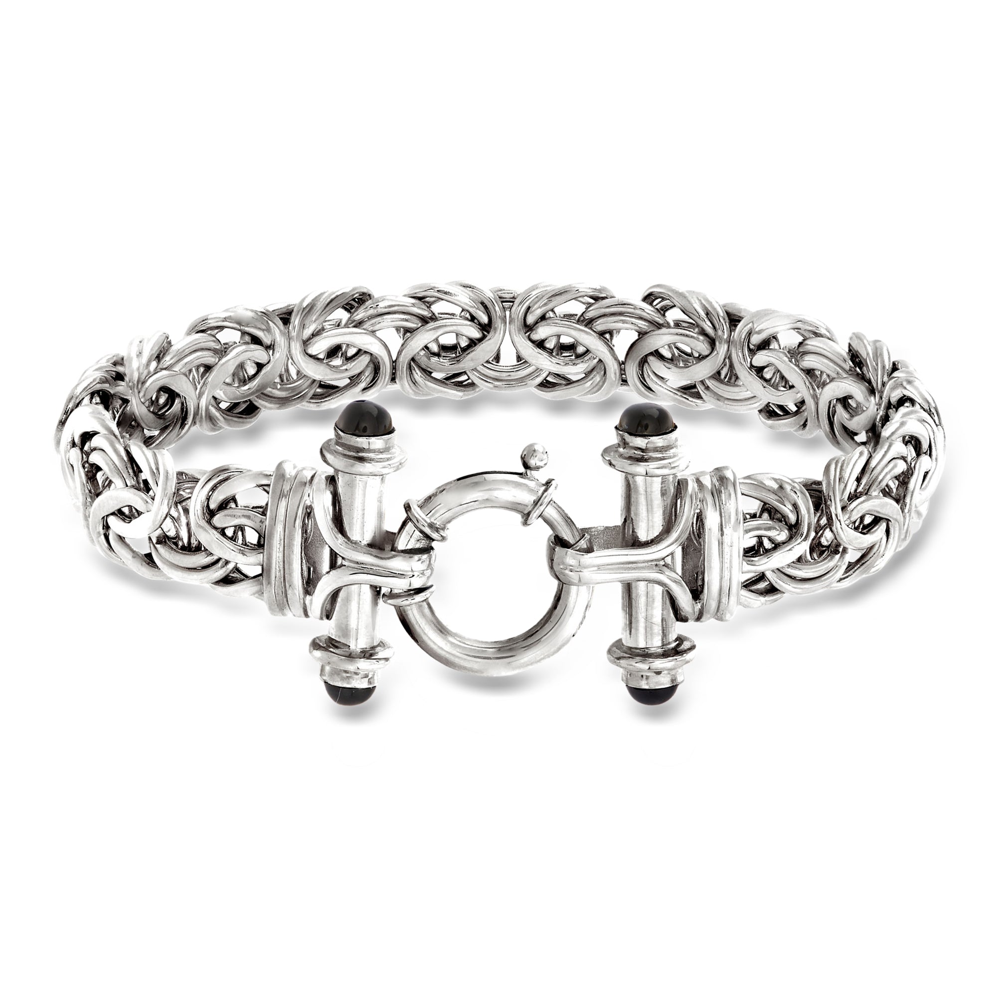 Sterling Silver Byzantine Bracelet with Black Onyx